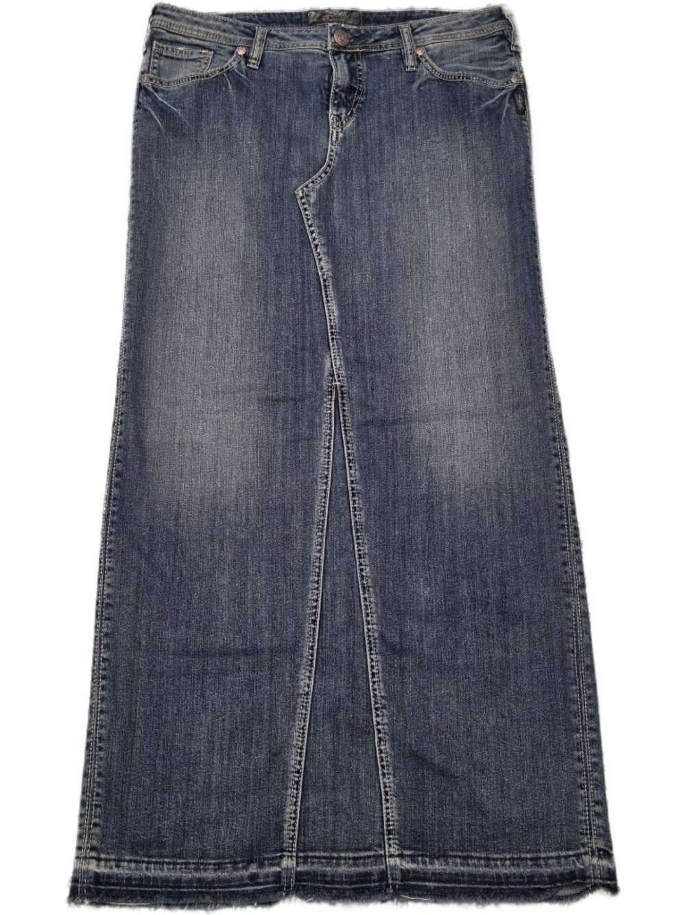 Vtg Silver Jeans Adele Denim Maxi Skirt W32 Y2K